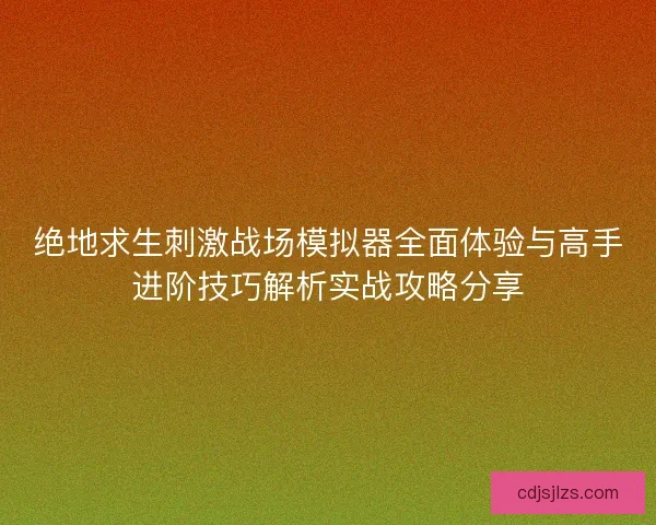 绝地求生刺激战场模拟器全面体验与高手进阶技巧解析实战攻略分享
