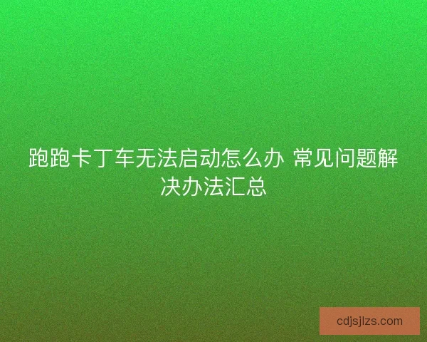 跑跑卡丁车无法启动怎么办 常见问题解决办法汇总