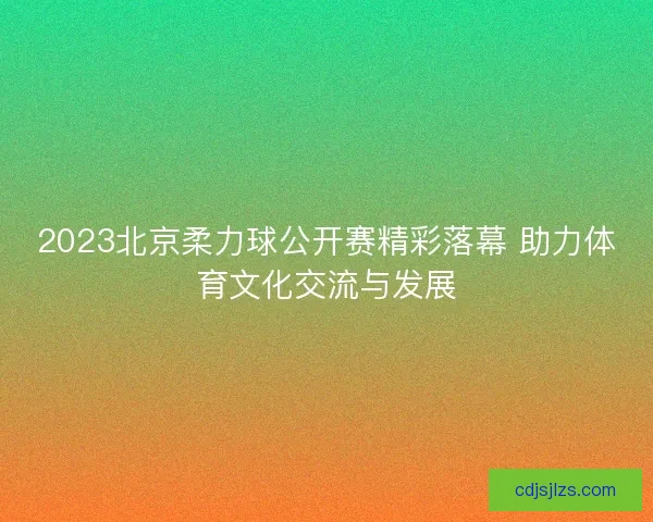 2023北京柔力球公开赛精彩落幕 助力体育文化交流与发展