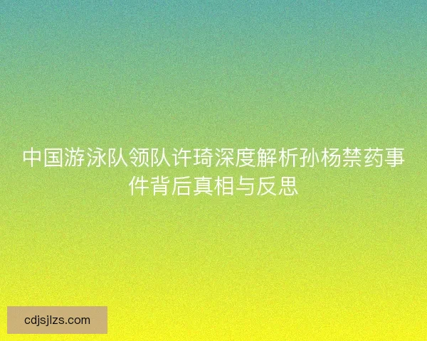中国游泳队领队许琦深度解析孙杨禁药事件背后真相与反思