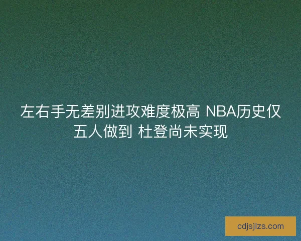 左右手无差别进攻难度极高 NBA历史仅五人做到 杜登尚未实现